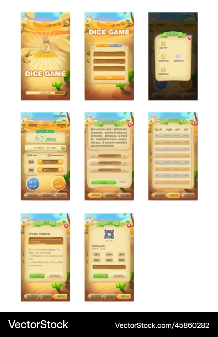 Komplettes Set von Level-Taste Spiel ui Pop-up-Symbol Vektorbild