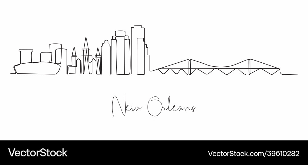 Kontinuierliche Linienzeichnung von neuen orleans city usa Kontinuierliche Linienzeichnung von neuen orleans city usa vektorbild