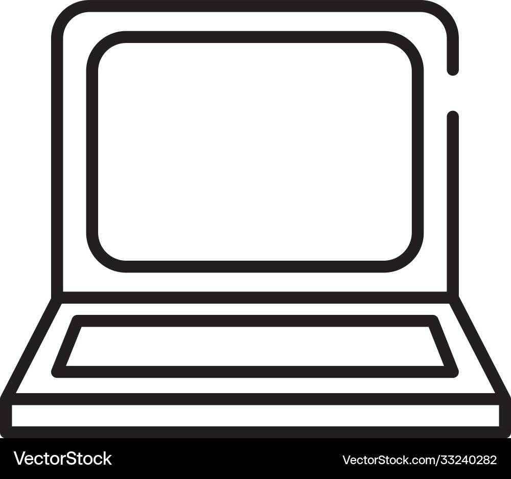 Laptop computer portable device line style icon vector image