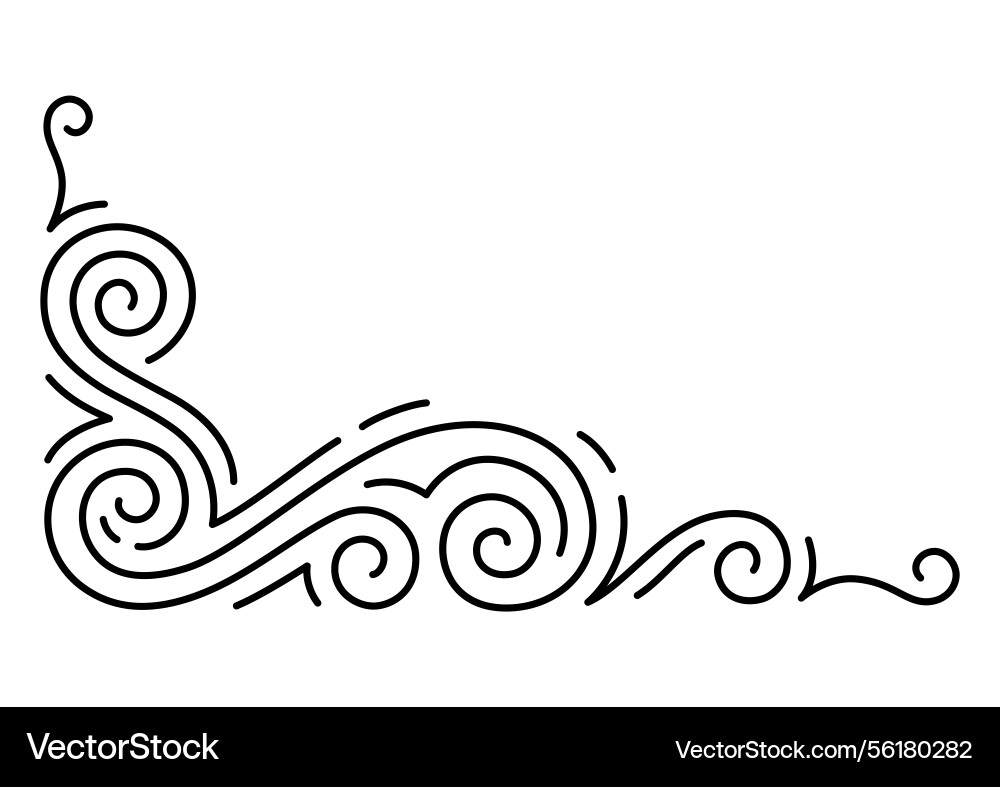 Line curl corner modern decorative linear element Line curl corner modern decorative linear element vector image