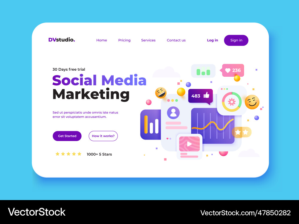 Modern 3d of light Landing page Social Media Modern 3d of light Landing page Social Media vektorbild