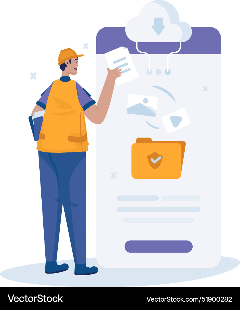 Organize file folder mobile application vector image