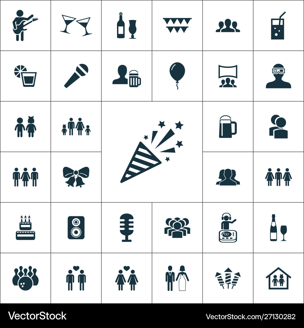 Party icons universal set for web and ui vector image