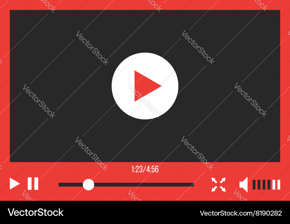 Red Video Player UI Vector Image
