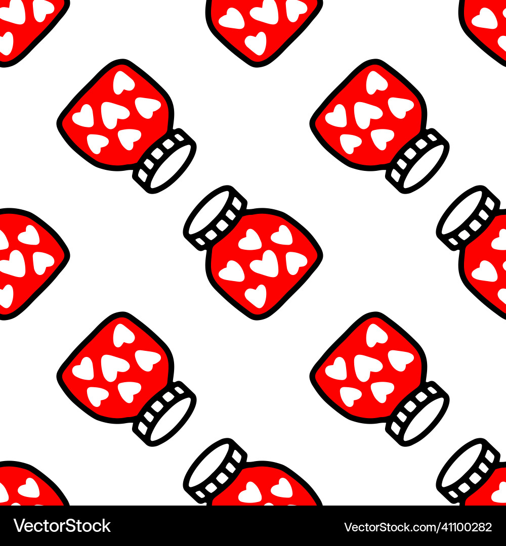 Seamless pattern of jars with heartpattern vector image