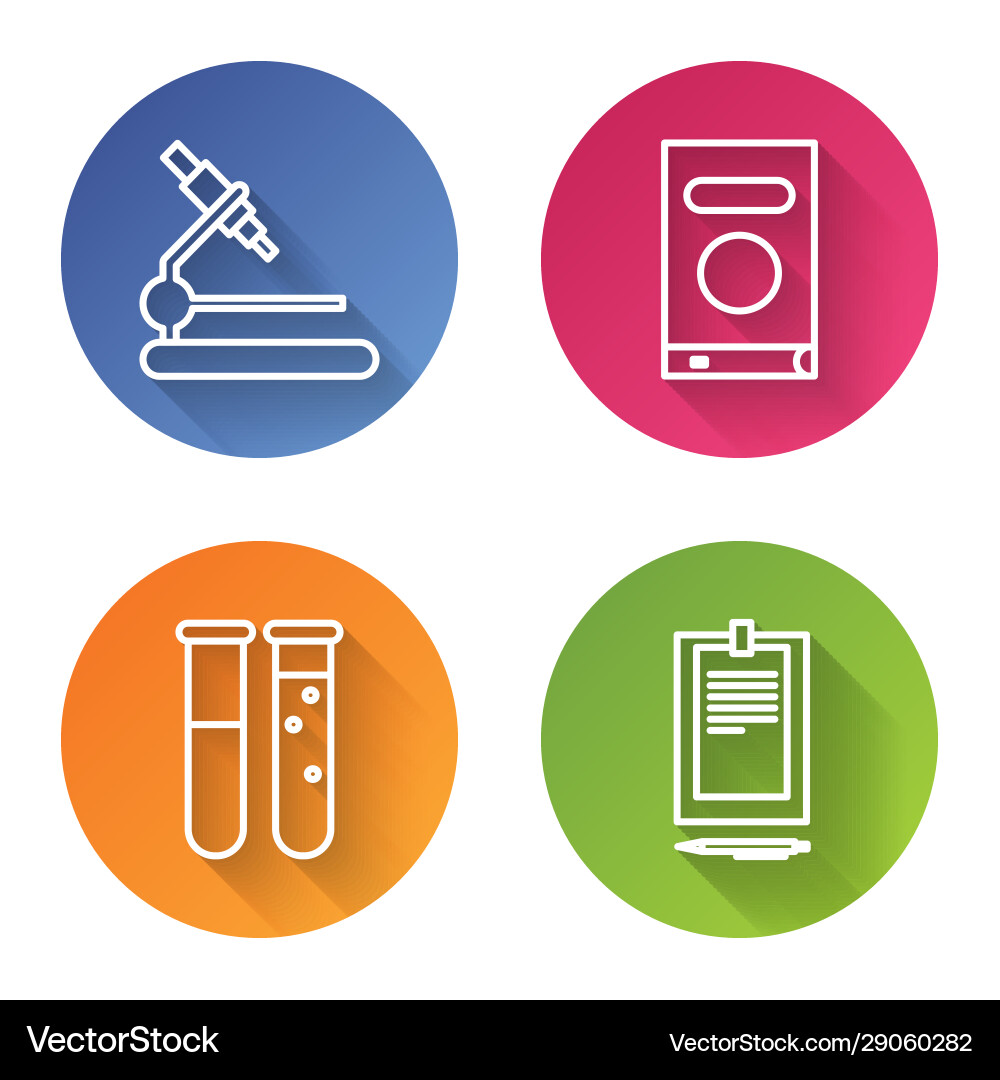 Set line microscope book test tube and flask Set line microscope book test tube and flask vector image