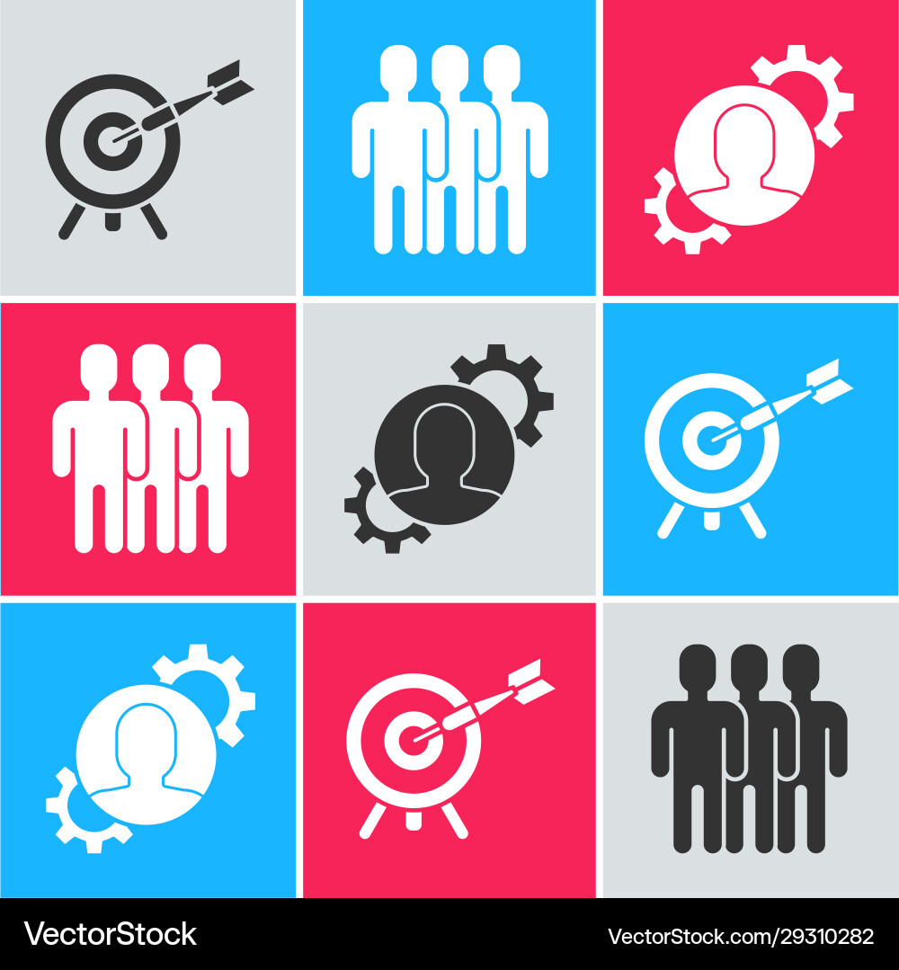 Set target with arrow users group and human Set target with arrow users group and human vector image
