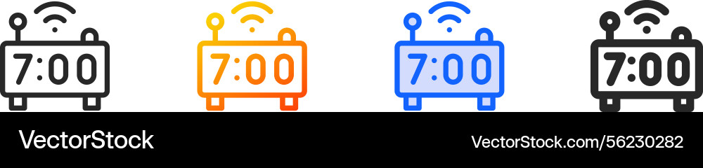 Smart clock iconthin linear gradient blue stroke Vector Image