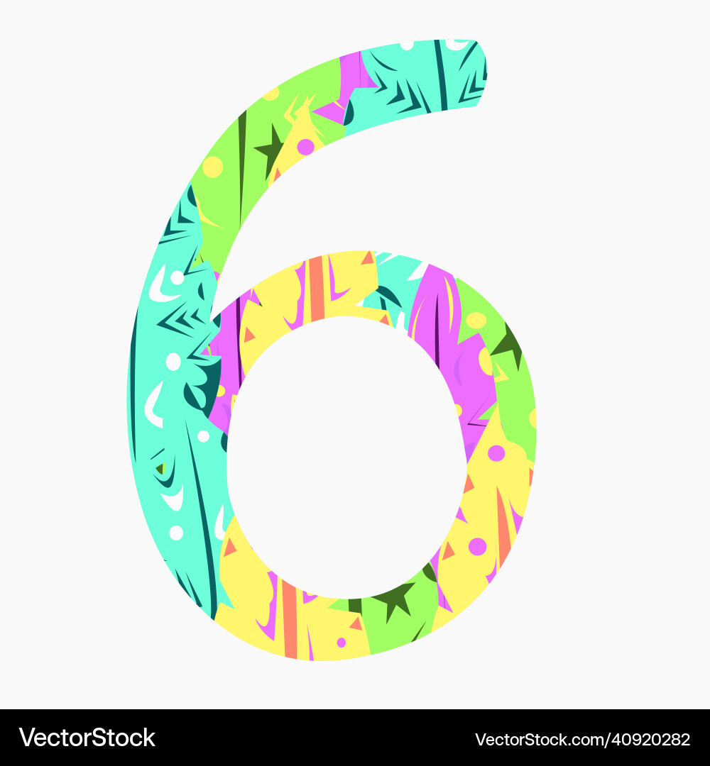 Stylized number six with an abstract pattern Stylized number six with an abstract pattern vector image