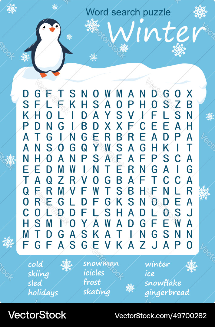 winter-word-search-puzzle-royalty-free-vector-image for Winter Holiday Word Search Printable Free Winter word search puzzle Royalty Free Vector Image for Winter Holiday Word Search Printable Free