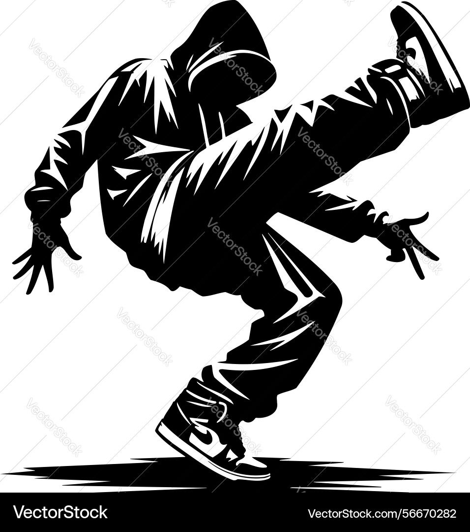 X-default bboy silhouette executing toprock vector image