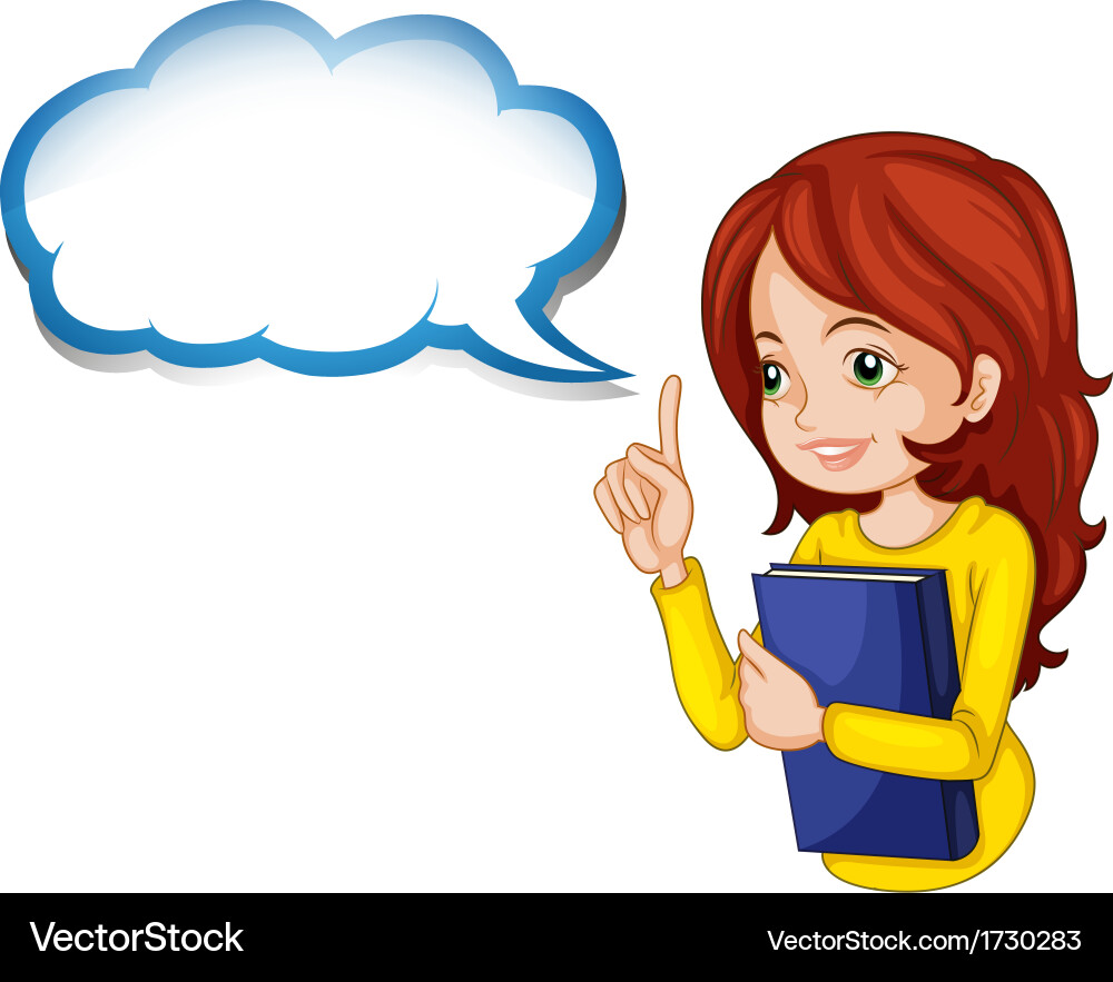 A girl hugging book with an empty callout vector image