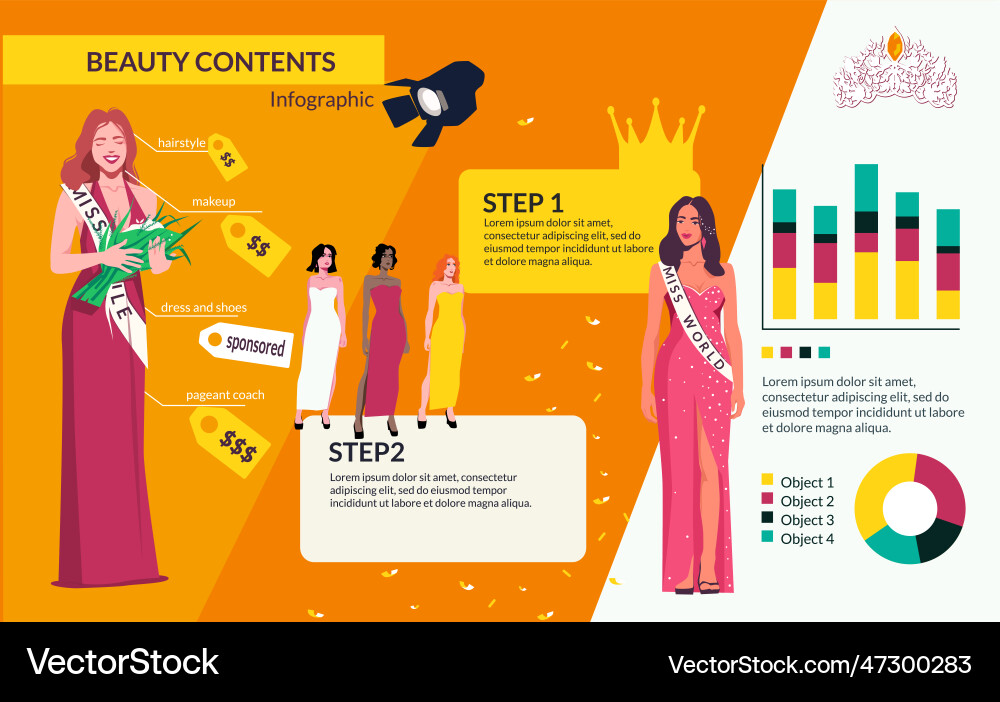 Beauty contest flat infographic vector image