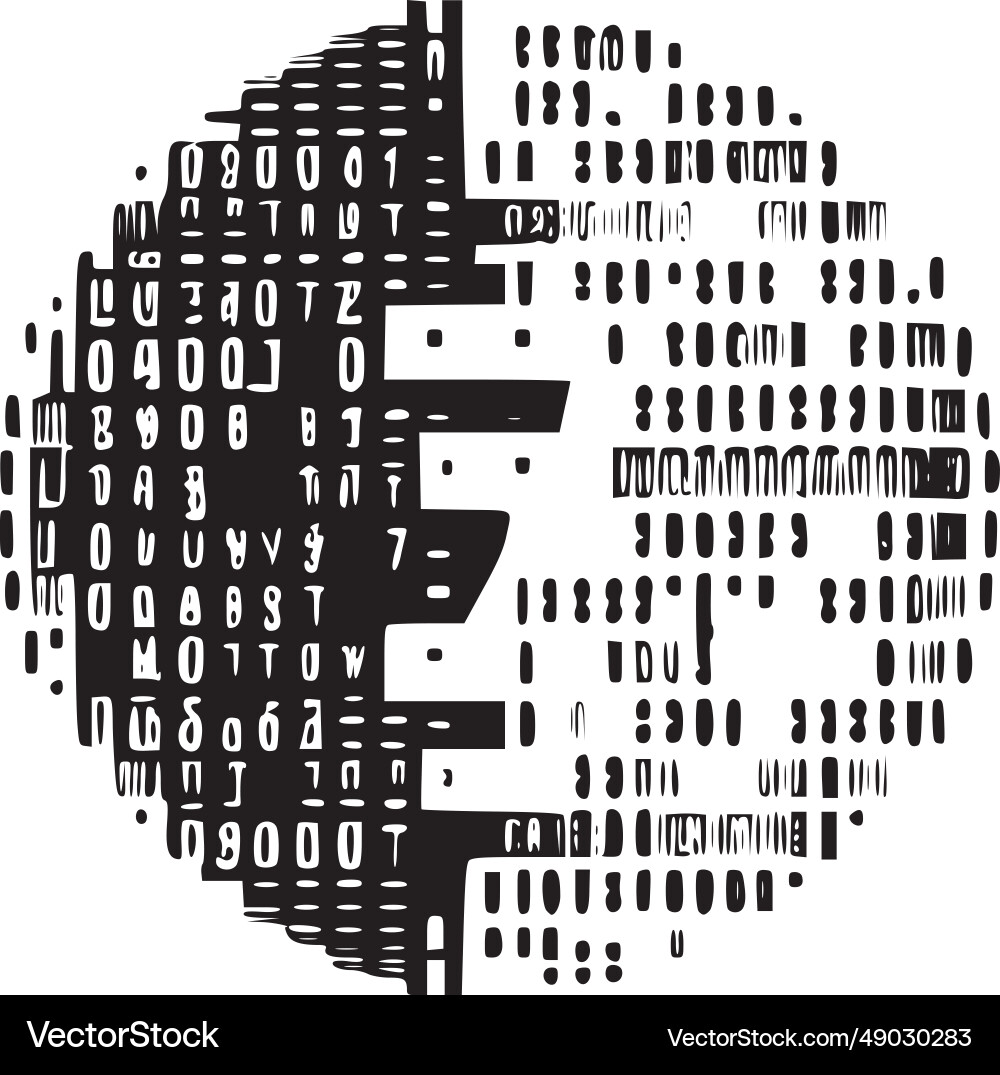 Binary code - black and white isolated icon Binary code - black and white isolated icon vector image
