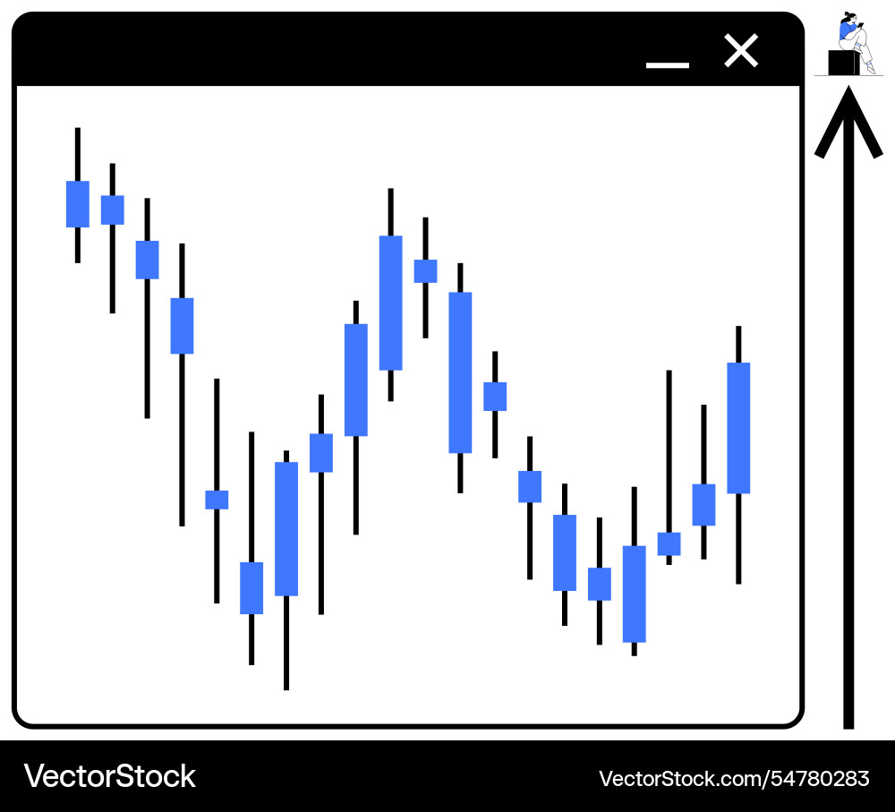Candlestick chart on computer window Candlestick chart on computer window vector image