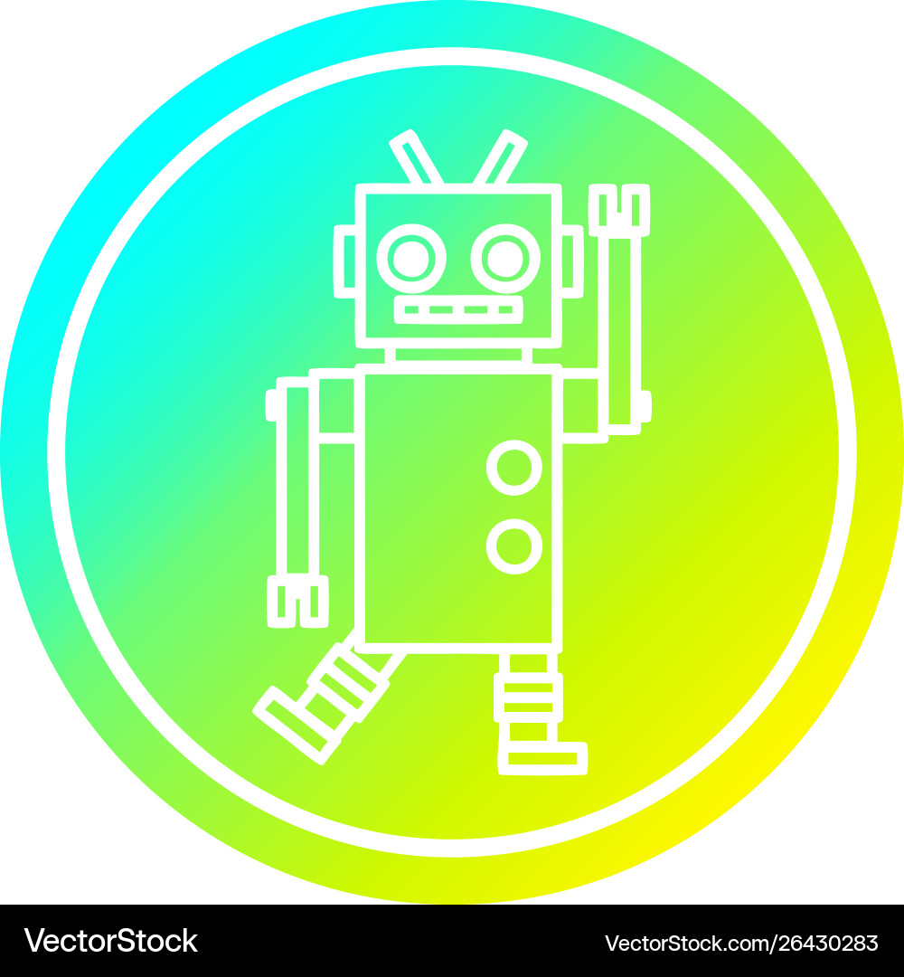 Dancing robot circular in cold gradient spectrum vector image