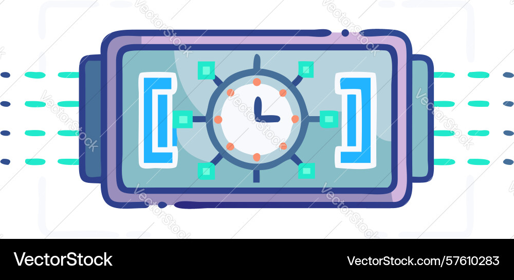 Digital time management interface clock vector image