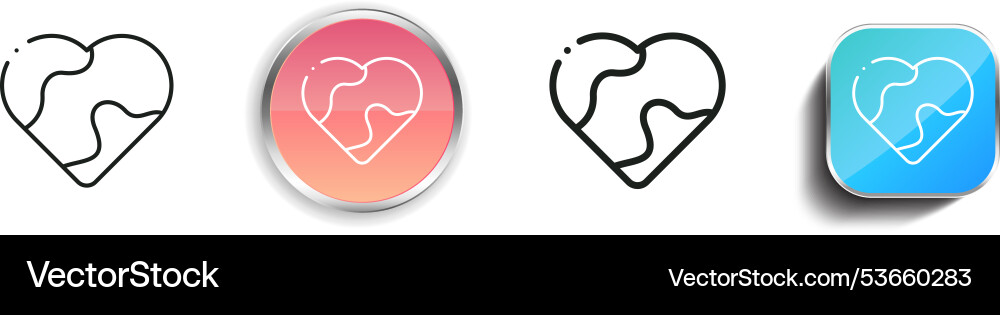 Earth icon thin linear regular and button style Vector Image