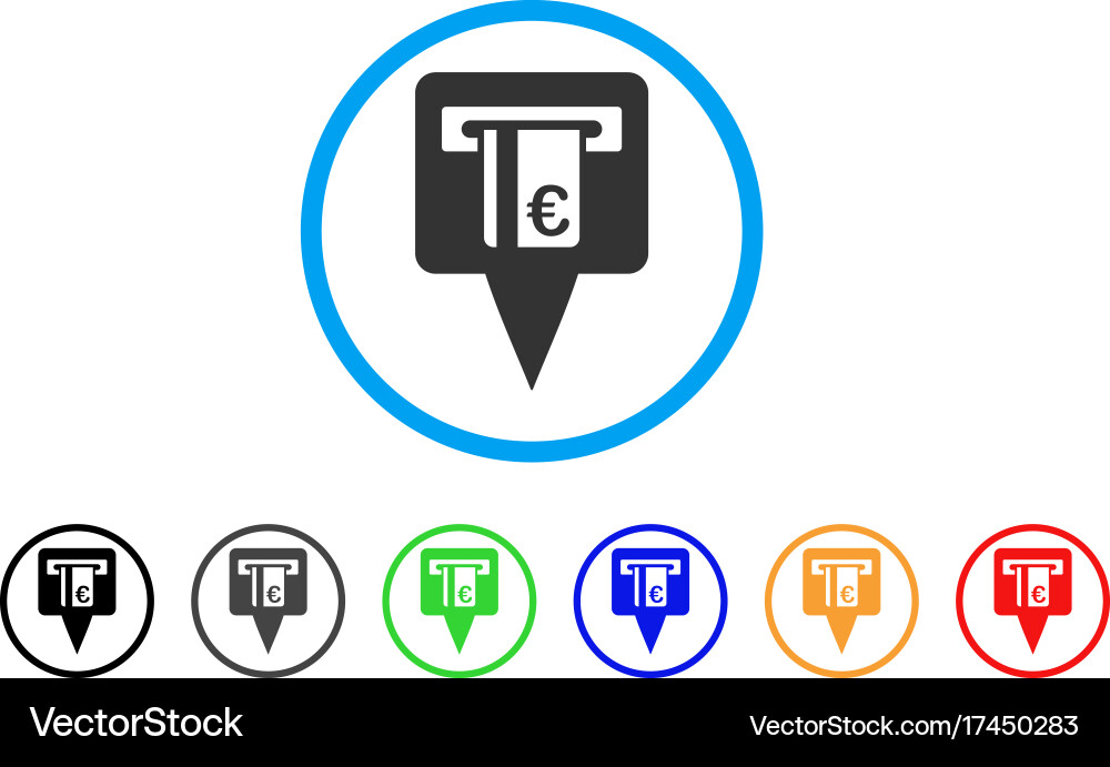 Euro atm pointer rounded icon Vector Image