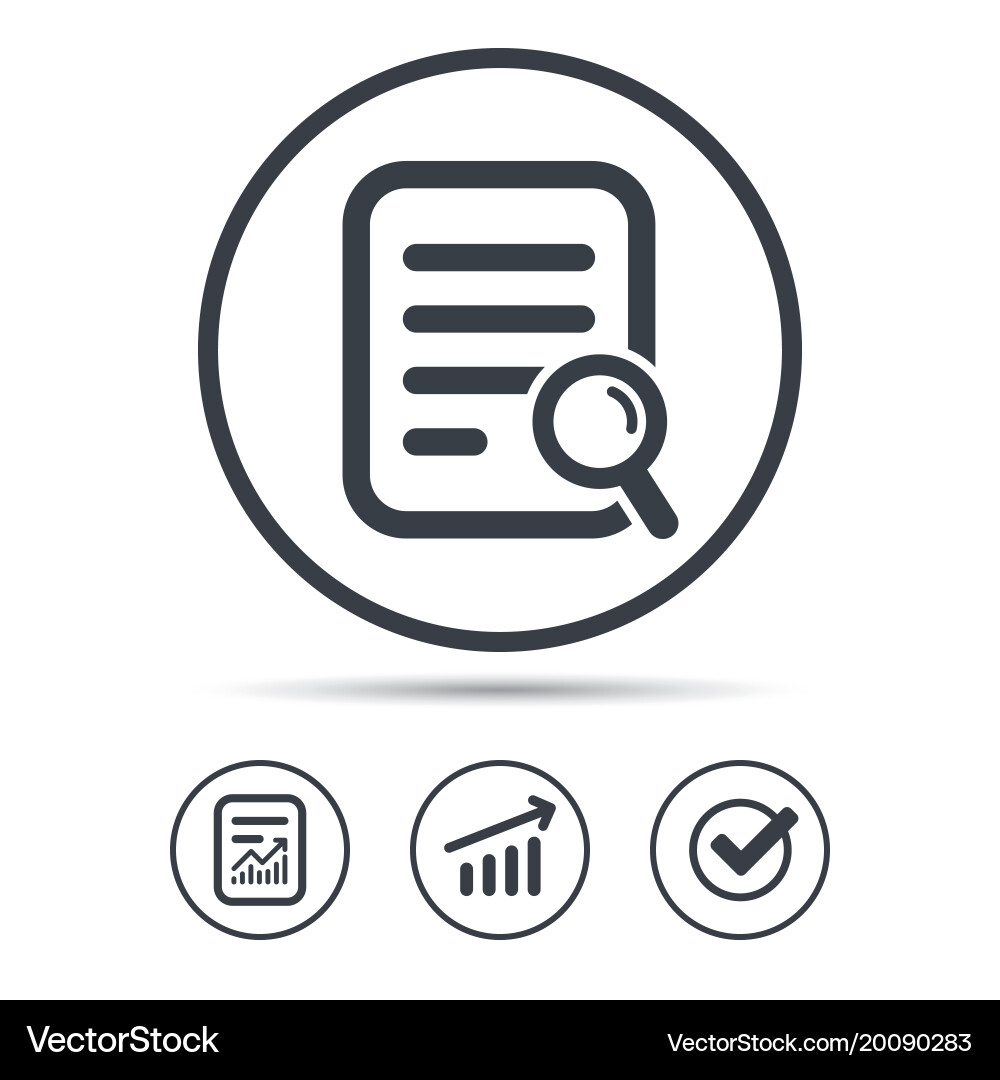 File search icon document page with magnifier vector image
