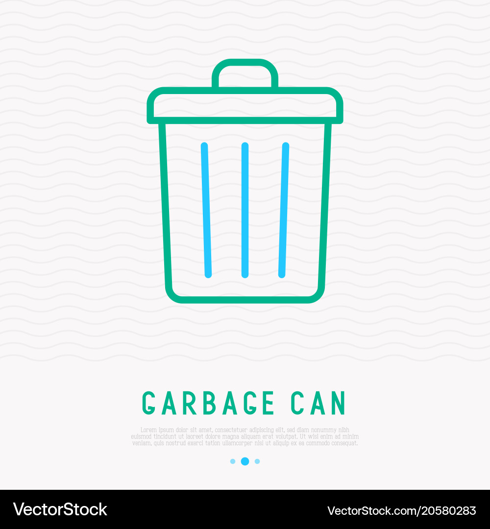 Garbage can thin line icon vector image