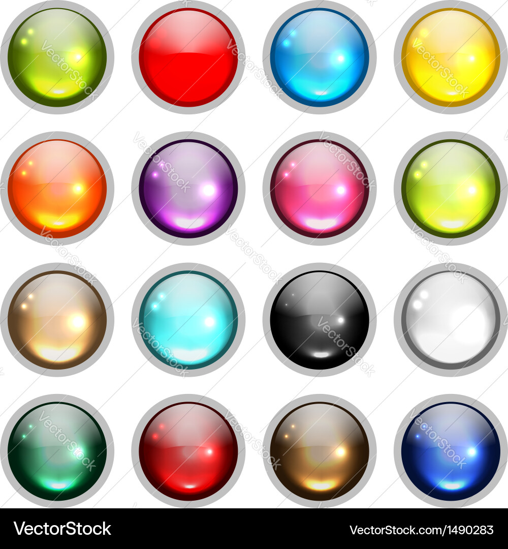 Glossy Button Icons - Set of Modern Buttons vector image