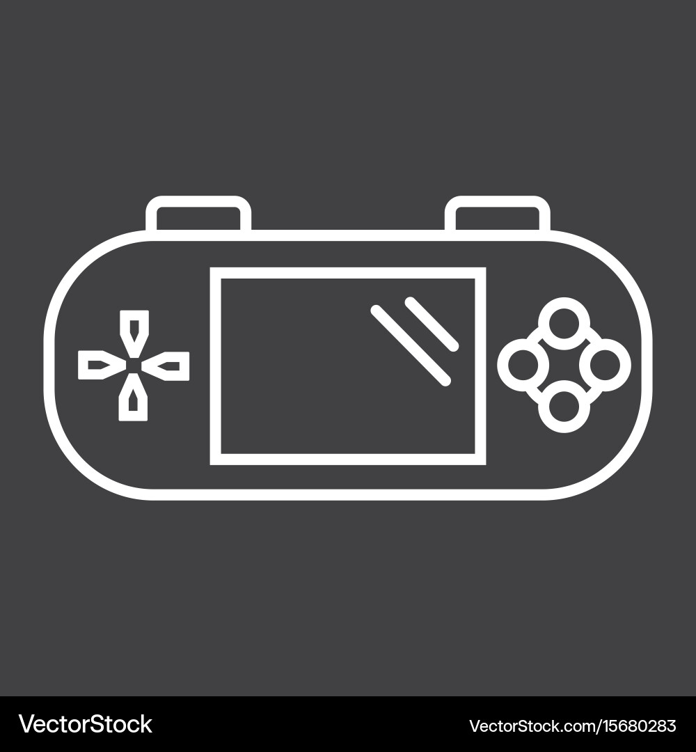 Handheld game console line icon controller vector image