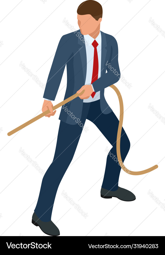 Isometric businessman isolated on write creating vector image