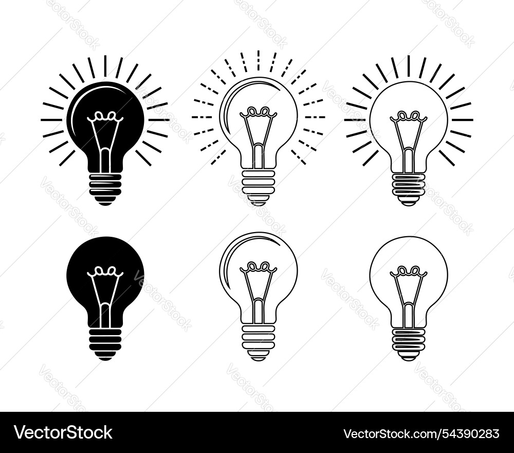 Light bulb icon set bundle design template Light bulb icon set bundle design template Vector Image