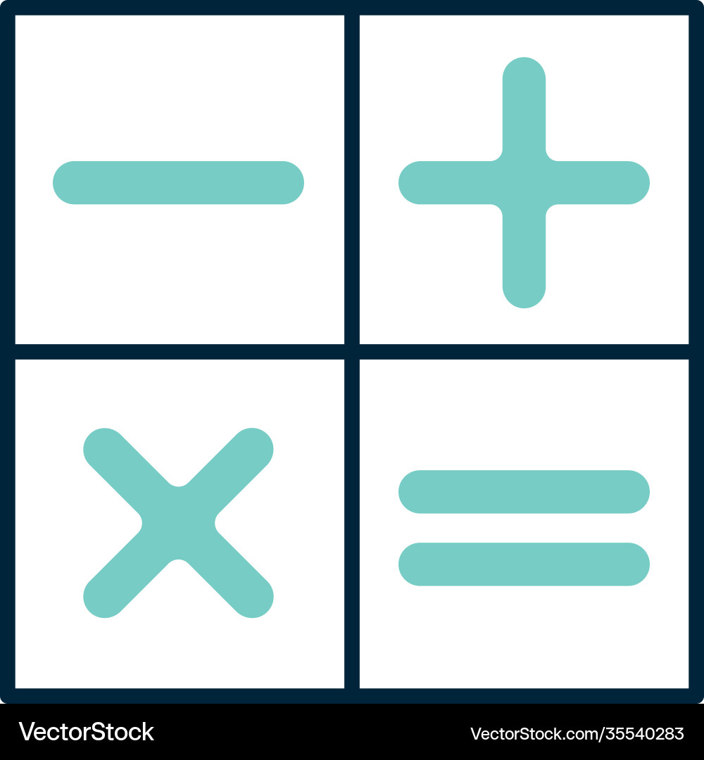 Plus minus multiply and divide symbol Royalty Free Vector