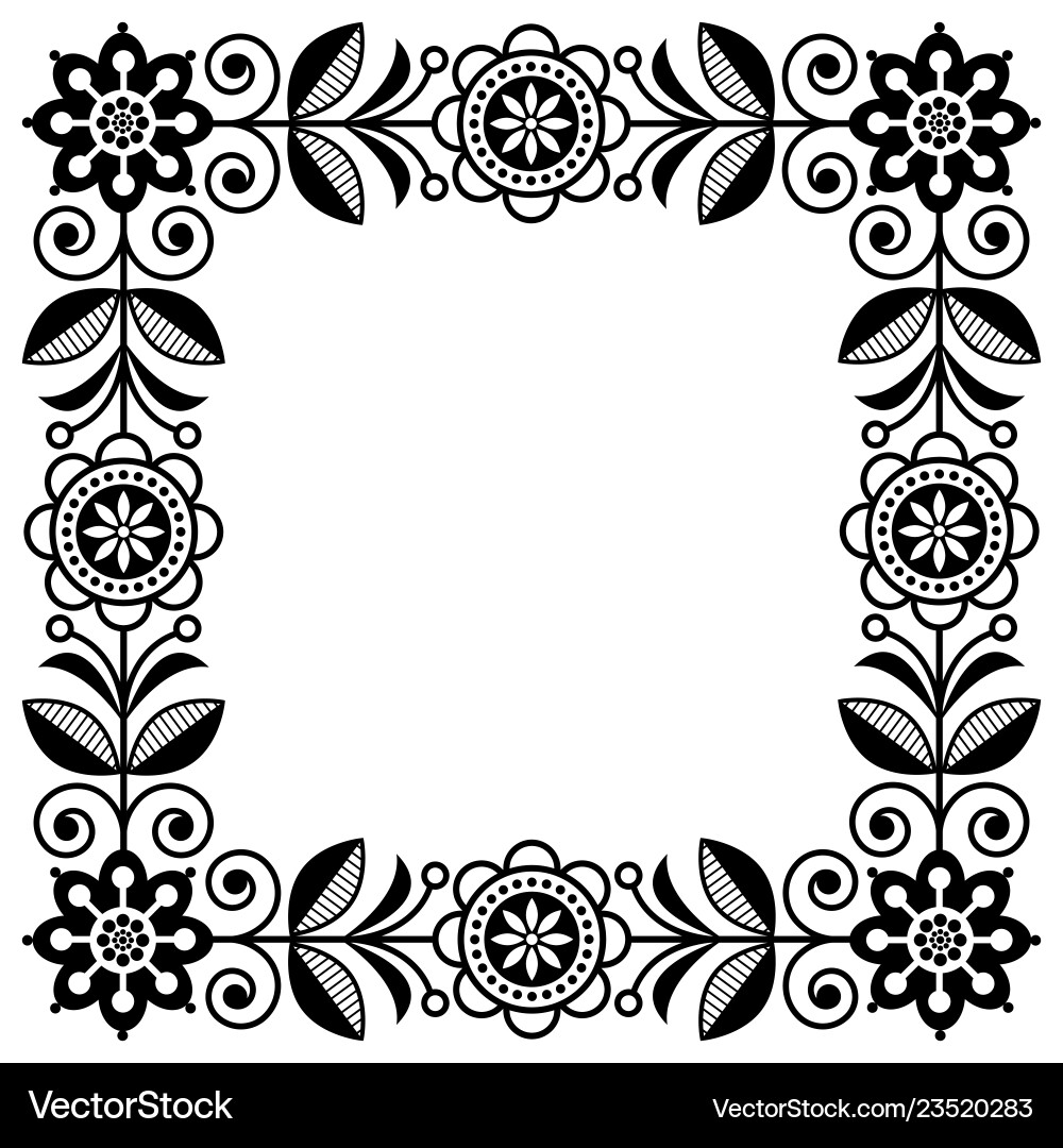 Scandinavian folk art frame cute floral Scandinavian folk art frame cute floral vector image