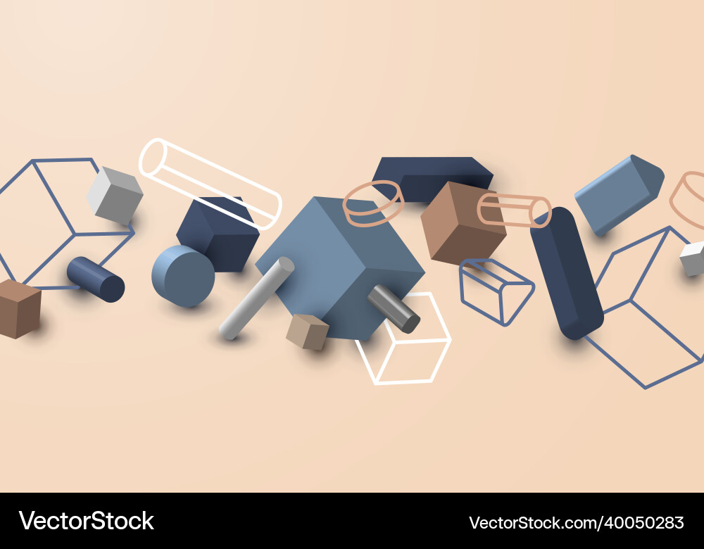 Set of abstract 3d geometric elements with shadow Set of abstract 3d geometric elements with shadow vector image