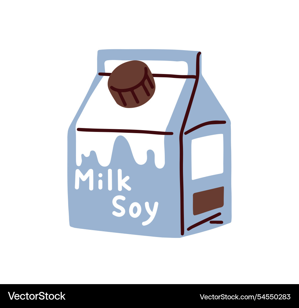 Soy milk in carton box plant-based dairy-free Soy milk in carton box plant-based dairy-free vector image