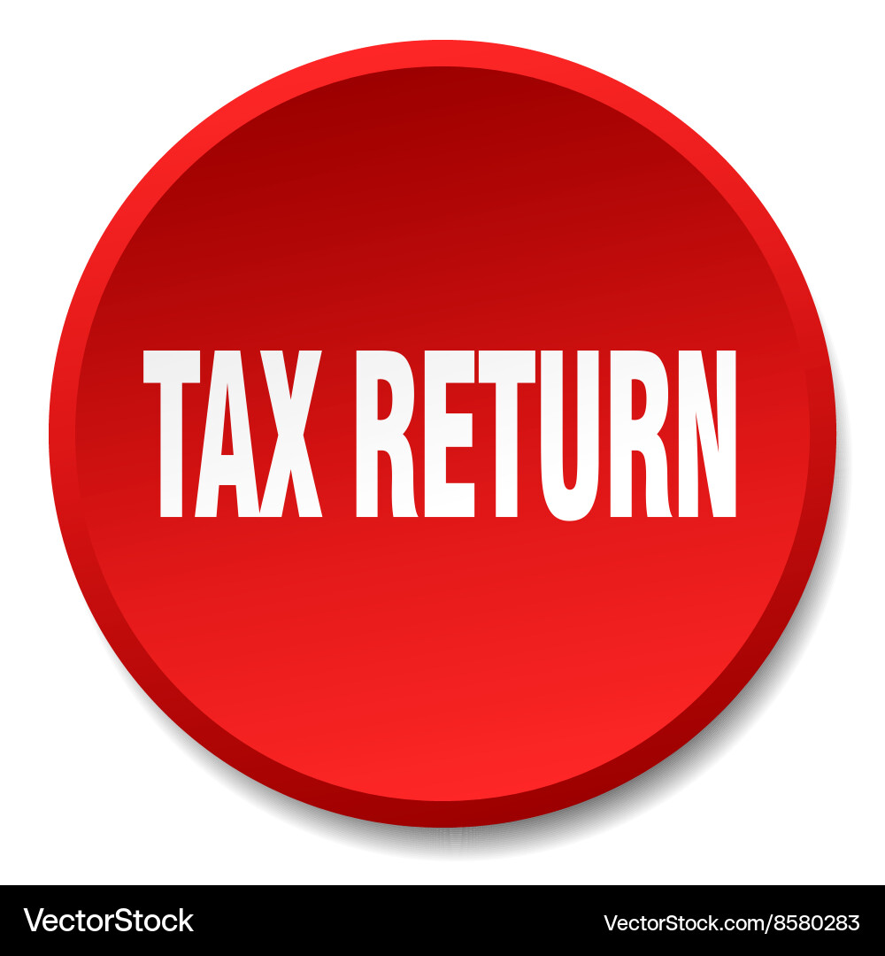 Tax return red round flat isolated push button vector image