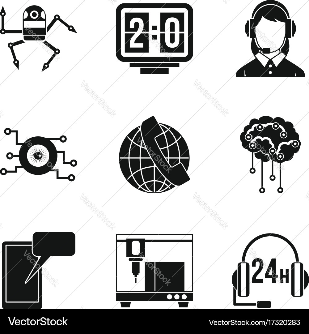 Technology call center icon set simple style vector image