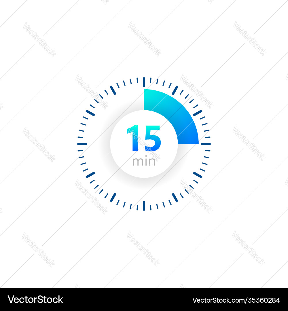 15 minutes stopwatch icon digital 15 minutes stopwatch icon digital vector image