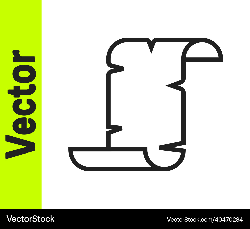 Black line ancient papyrus scroll icon isolated Black line ancient papyrus scroll icon isolated vector image
