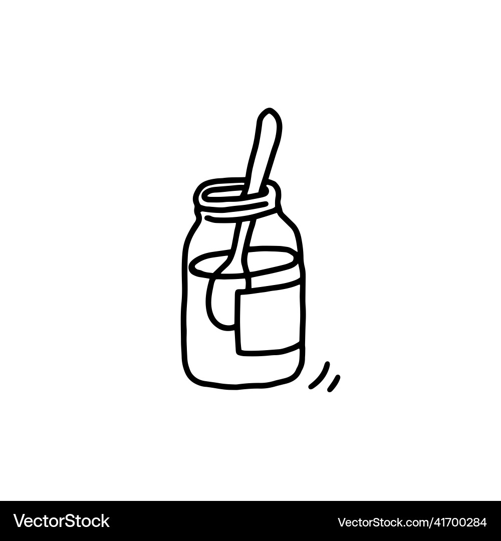 Glasglas mit Löffelhand gezeichnet doodle Stil Glasglas mit Löffelhand gezeichnet doodle Stil vektorbild