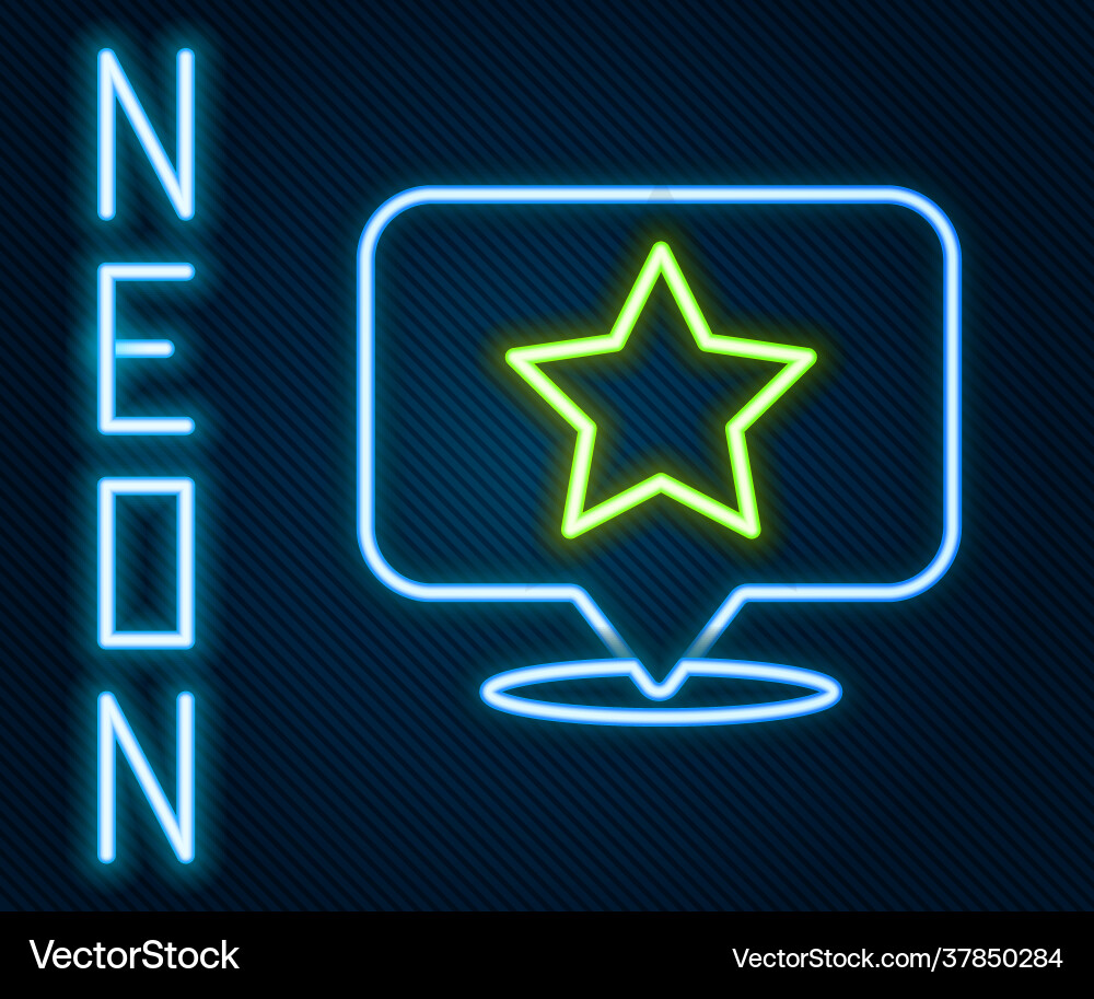 Glowing neon line map pointer with star icon Glowing neon line map pointer with star icon vector image