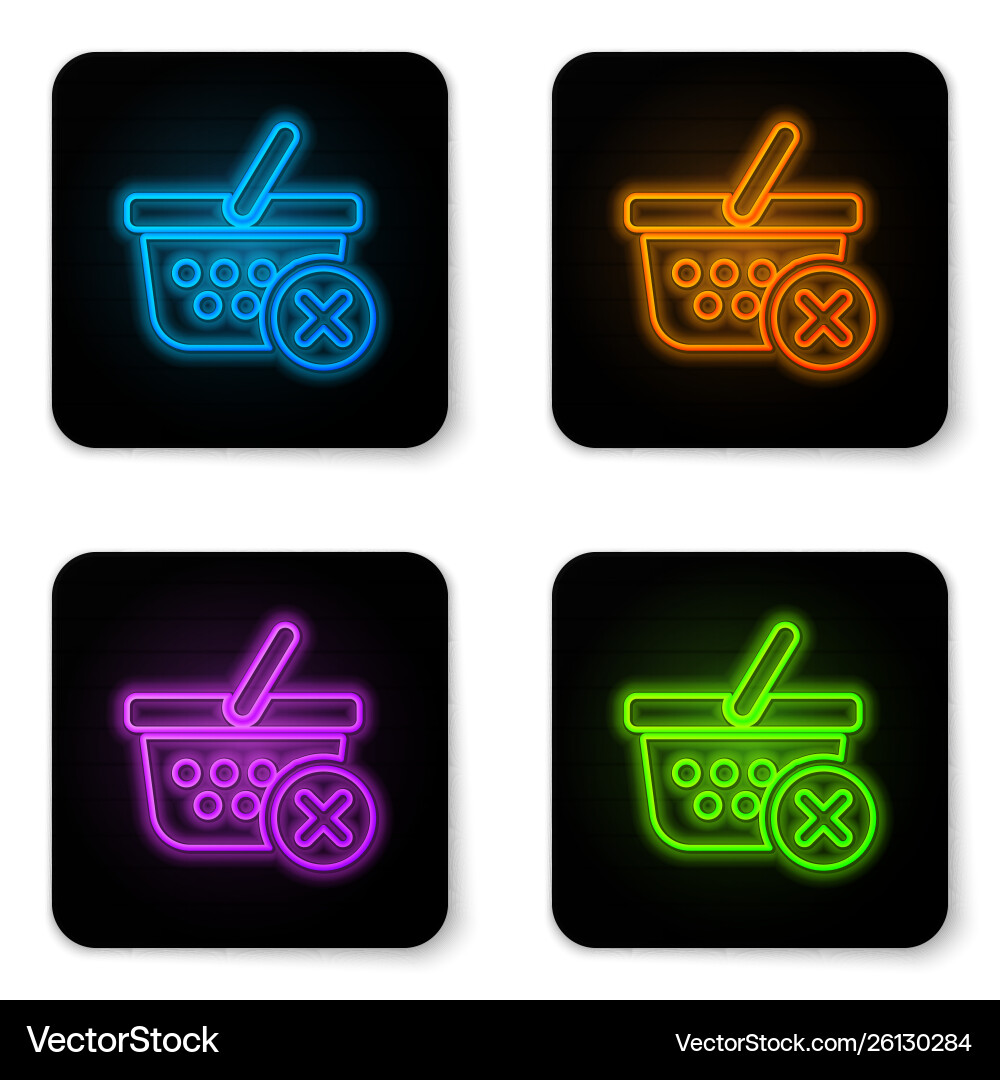 Glowing neon remove shopping basket icon isolated Glowing neon remove shopping basket icon isolated vector image