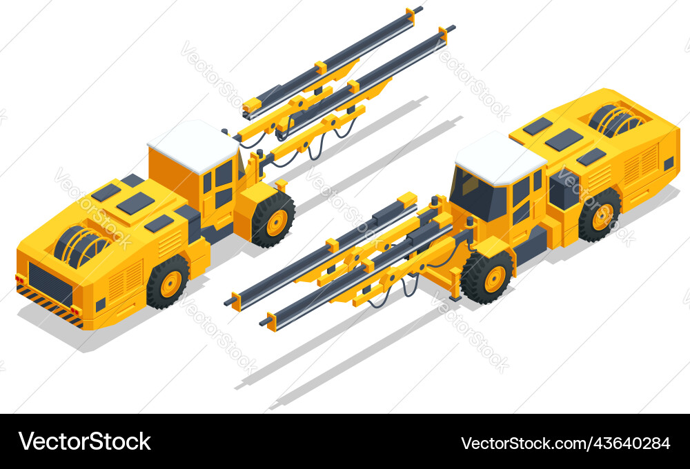 Isometric tunneling drilling rigs self-propelled vector image