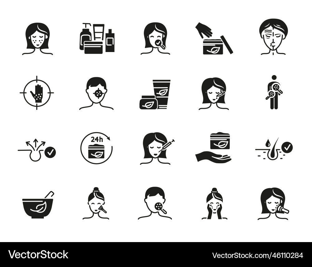 Kosmetologie Icons schwarz Set Kosmetologie Icons schwarz Set vektorbild