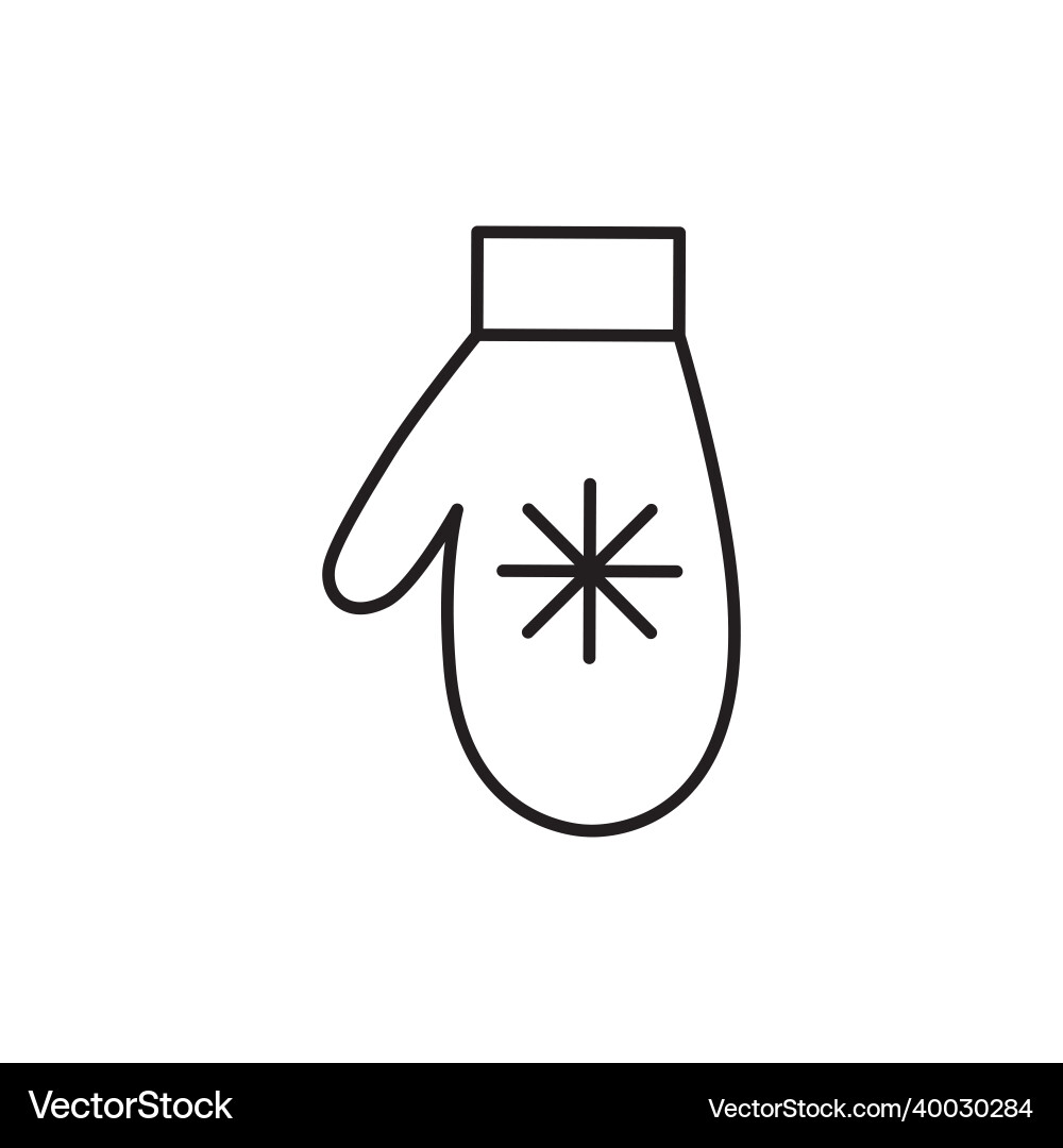 Mitten icon linear with snowflake Vector Image