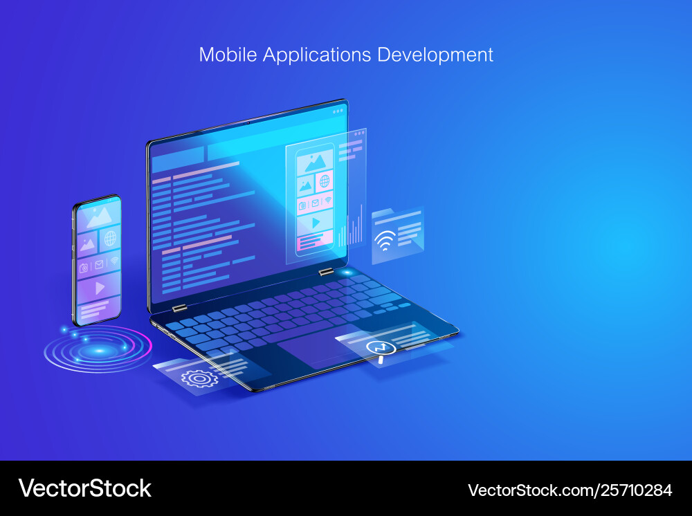 Mobile App Development Coding Vector Image