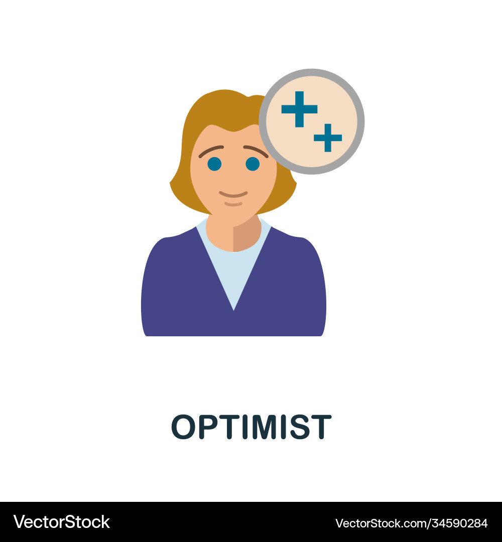 Optimist icon simple element from critical Vector Image