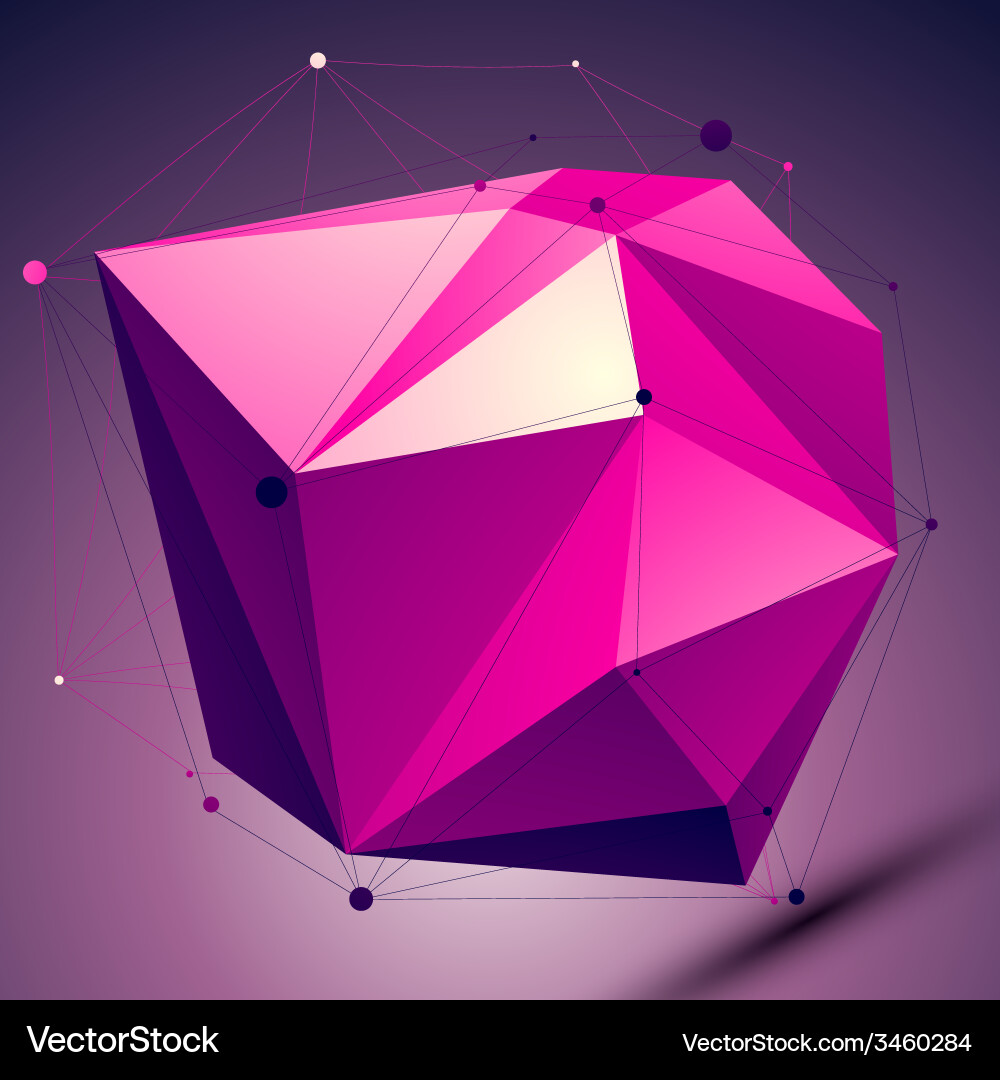 Purple asymmetric 3d abstract object with lines vector image