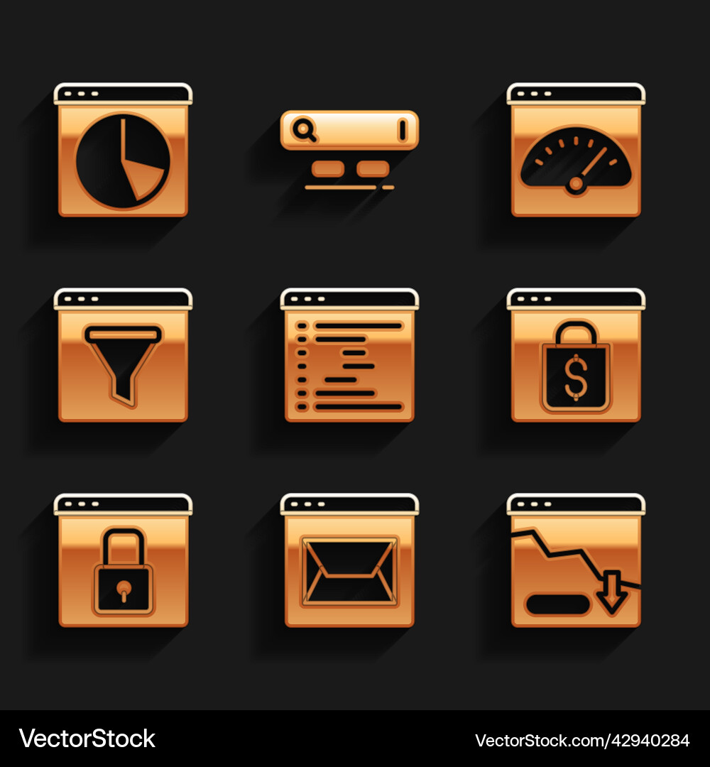 Set browser window website and mail financial Set browser window website and mail financial vector image