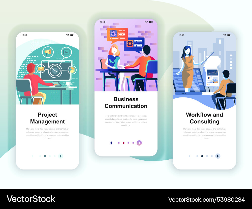Set of onboarding screens user interface kit Set of onboarding screens user interface kit Vector Image