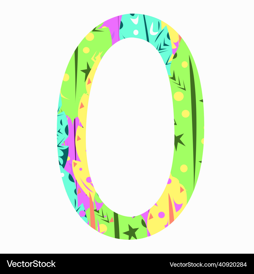 Stylized number zero with an abstract pattern Stylized number zero with an abstract pattern vector image