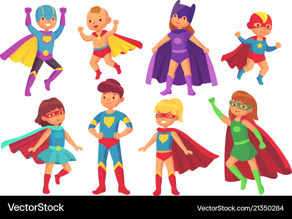 Superhero Kids Cartoon Vektorbild
